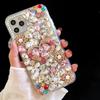 Glitter Rhinestone Phone Case For iPhone 17 16 15 14 13 12 11 Pro Max Air mini 16e 8 7 Plus X XS XR, 3D Crystal Heart Floral Bling Diamond Jewel Cover