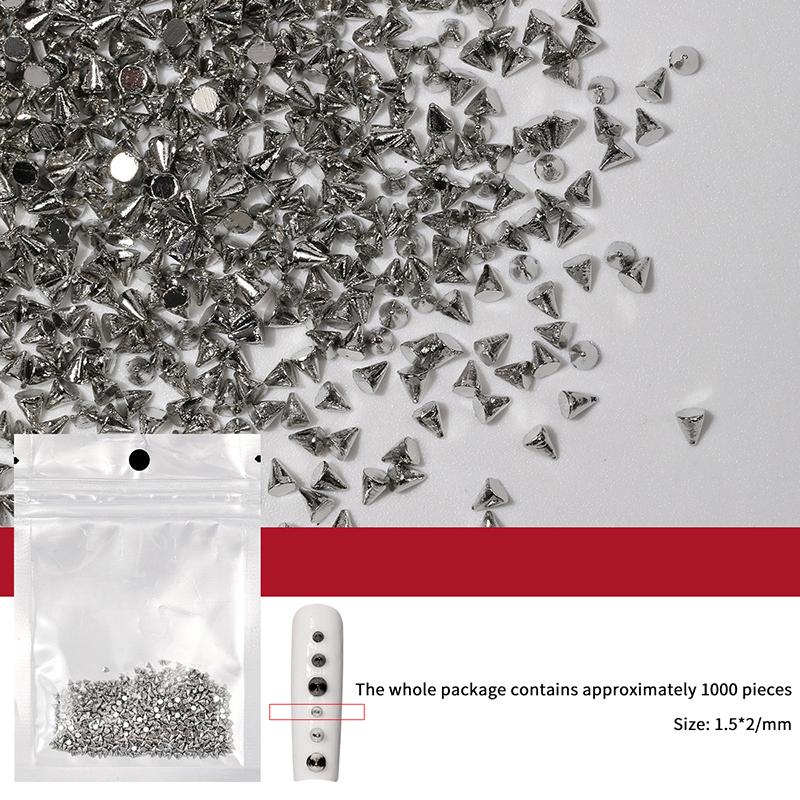 1000Pcs Retro Manicure Charms Punk Metal Rivet Nail Charms 3D Cone Nail Art Studs Stylish Alloy Nails Decoration Accessories