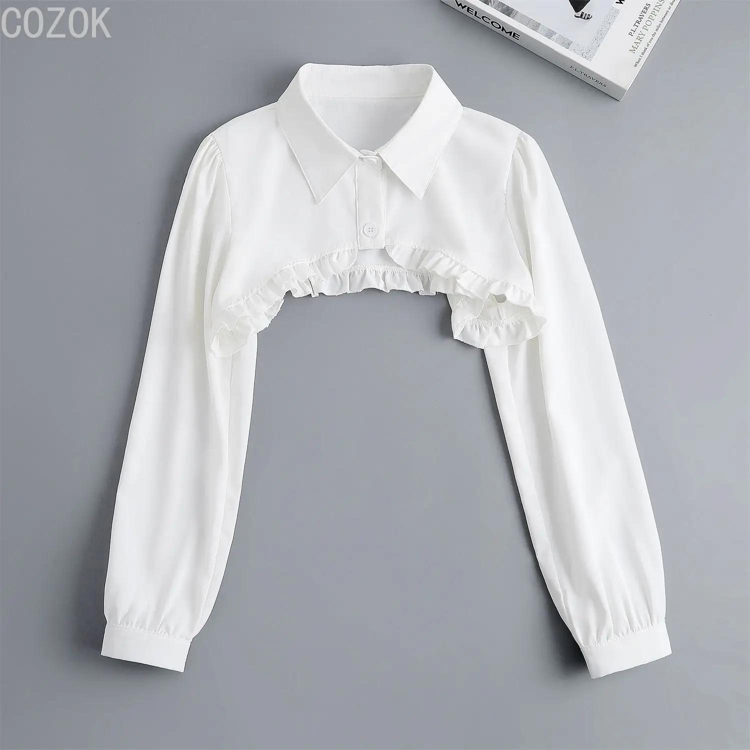 

Женская блузка с длинным рукавом и ложным воротником, женская блузка с отворотом и пуговицами, рубашка со съемным воротником, осенний свитер с ложным воротником