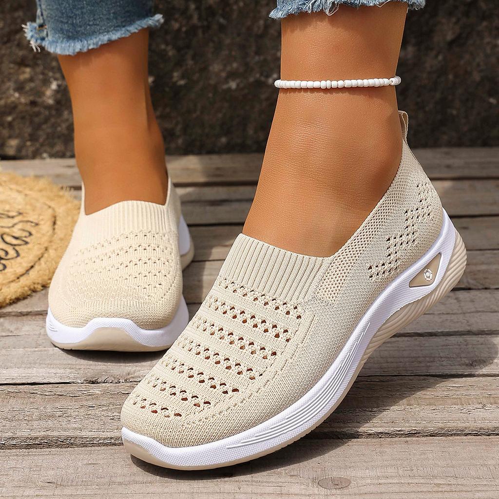 Spring Summer Women's Lightweight Knit Walking Shoes Breathable Casual Sneakers Non-slip Outdoor Daily Commute Footwear