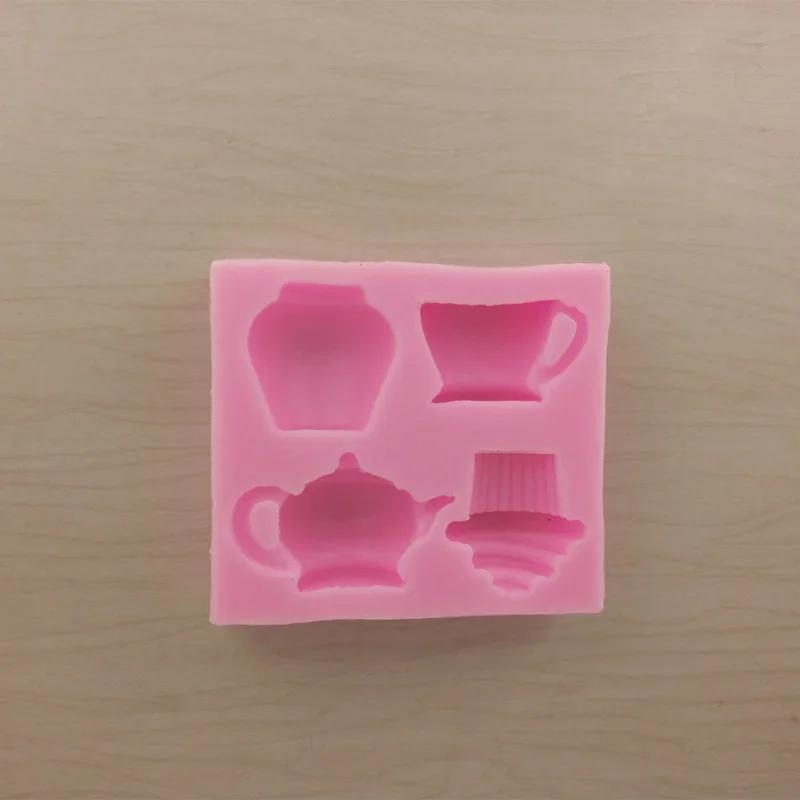 Molde de Silicona con Forma de Taza para Pastel DIY Decoración de Pasteles Fondant Herramientas para Hornear Decoración de Pasteles
