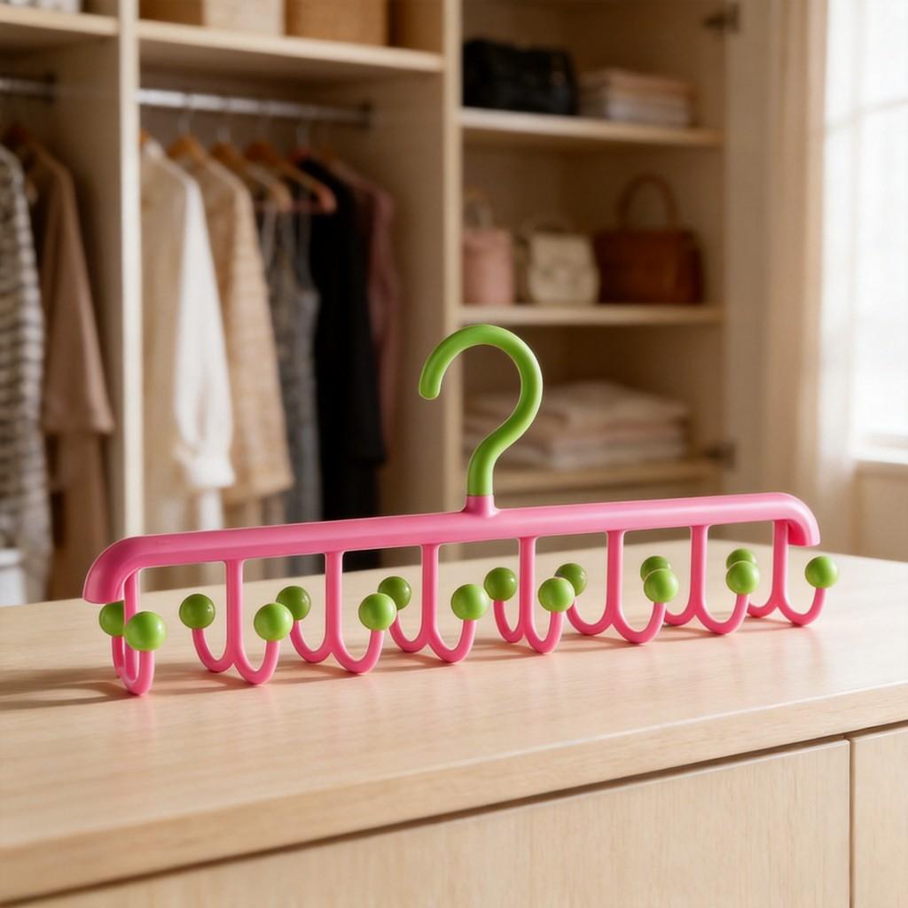 Ushaped Multi Hook Rack With 360 Degree Rotation For Clothing And Accessories