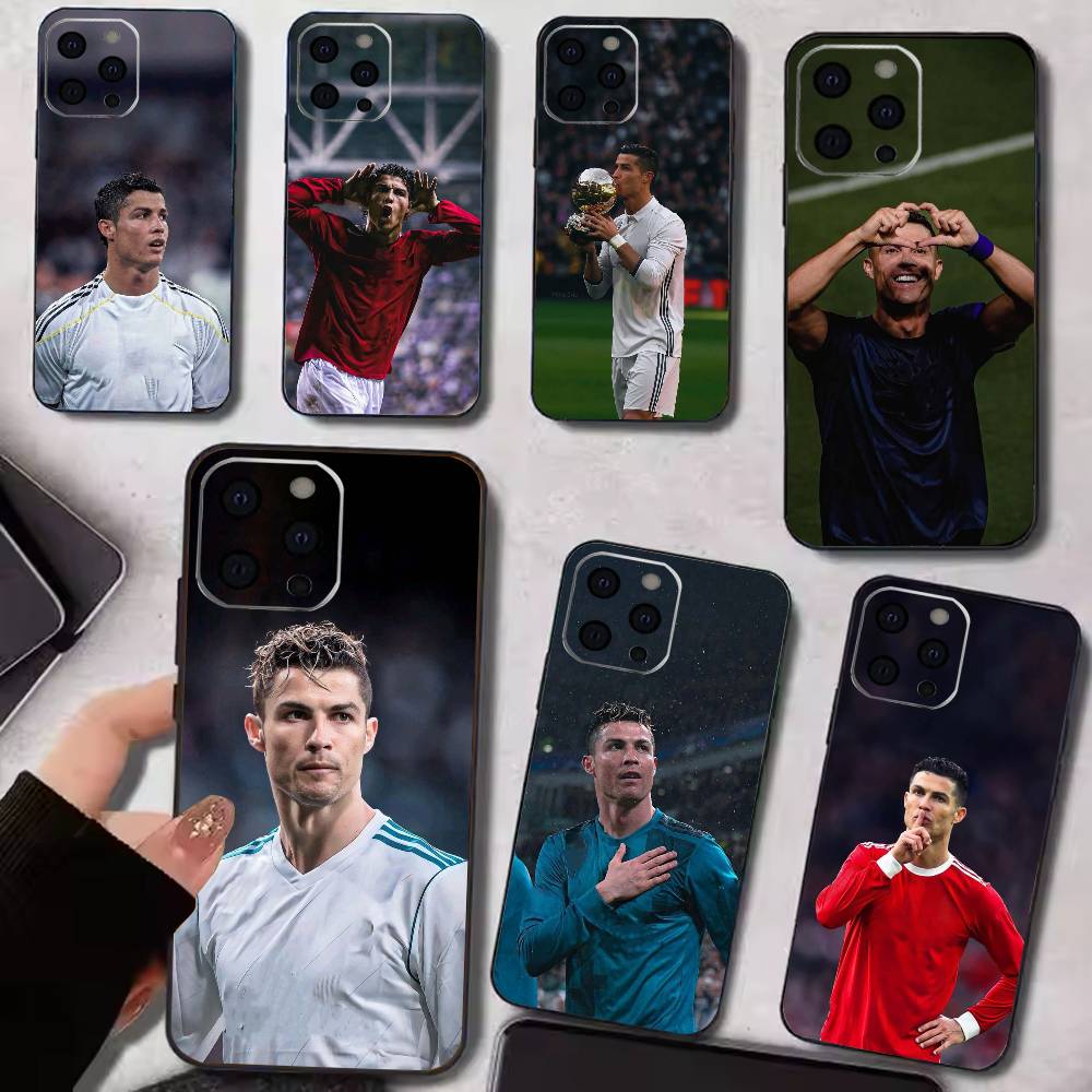 Custodia per Telefono Sports Star CR7 C-Cristiano R-Ronaldo Per iPhone 17,16,15,14,13,12,11 Plus,Pro Max,XS,Copertura Nera in Morbido Silicone