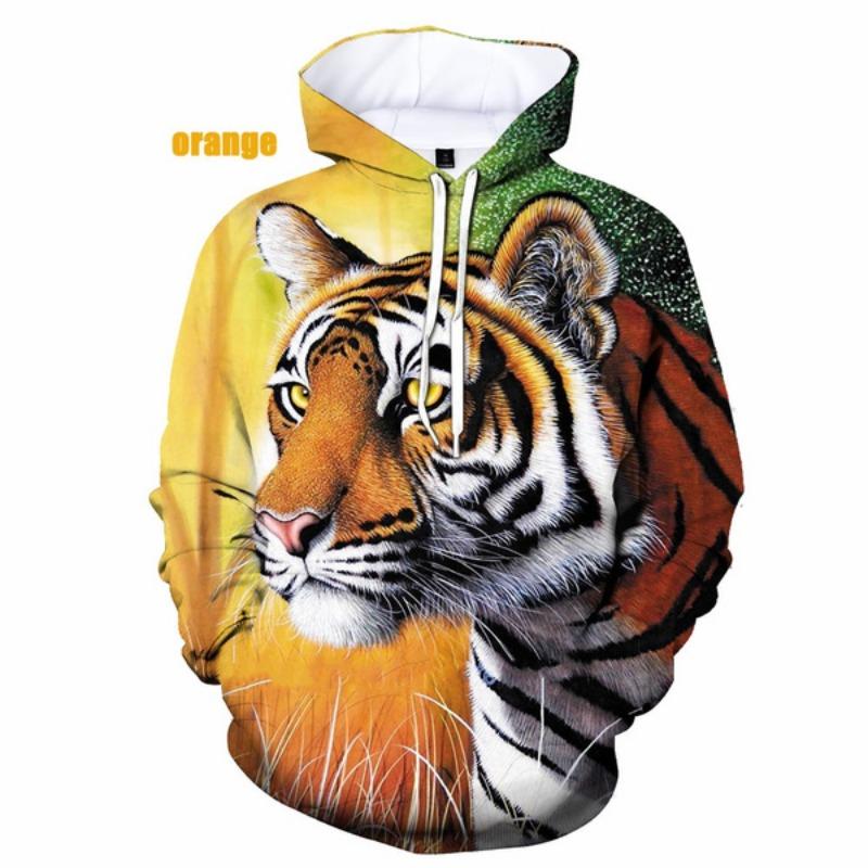 Fashion Men/Women Couples 3d Print Dreamy Tiger Hoodies Casual Sweatshirt