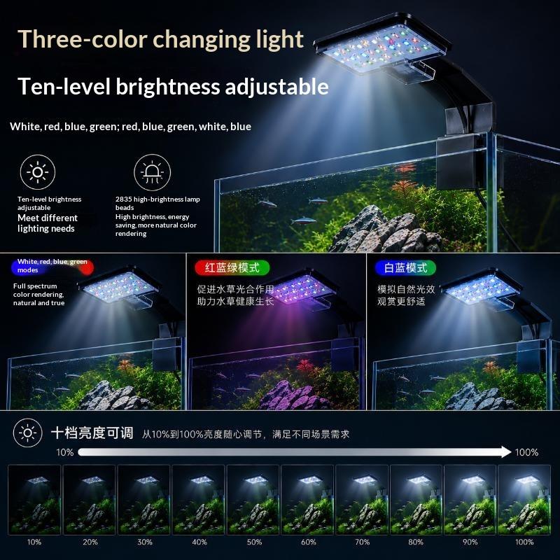 High Brightness Mini Aquarium LED Clip Light Ultra Thin Waterproof Design for Small Nano Betta Fish Tanks Desktop Use