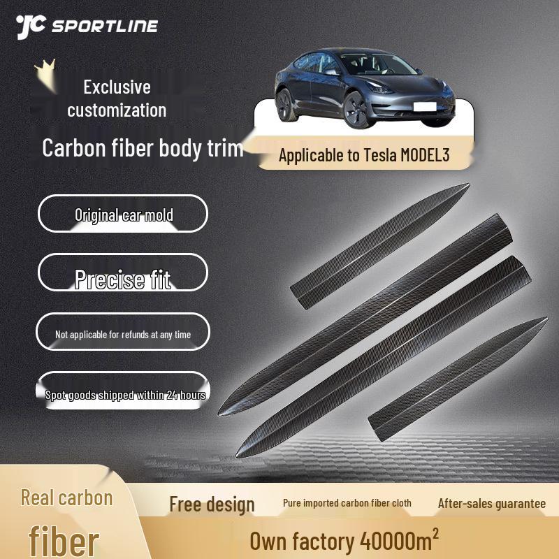 Tesla Model 3 Custom Dry Carbon Fiber Exterior Anti-Collision Strip