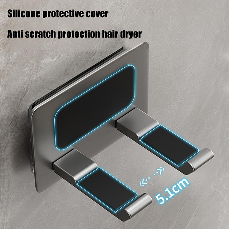 

Алюмінієвий тримач для фена настінний самоклейкий без свердління стійка для фена для ванної кімнати органайзер для зберігання фена без перфорації сірий колір