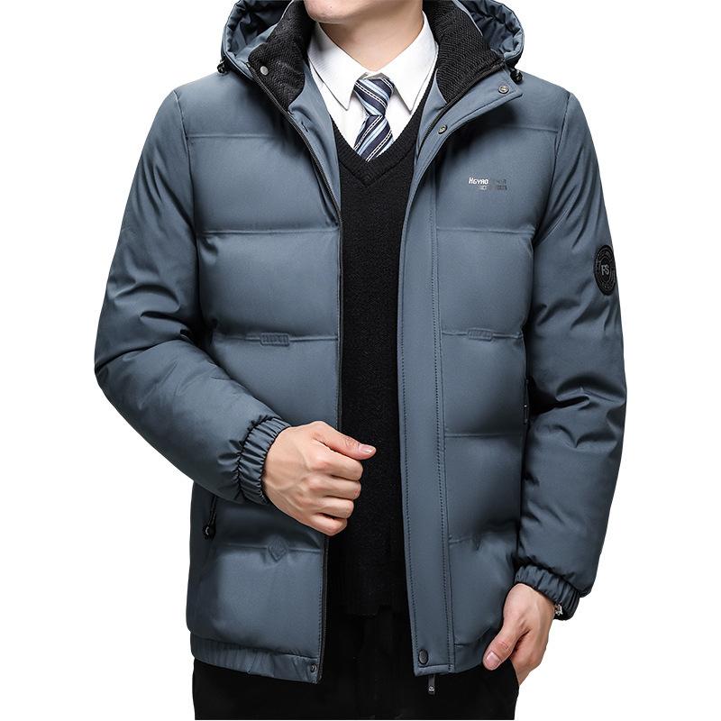 Dad Winter Coat Middle-aged Men's Fleece Thickened Down Cotton-padded Clothes Winter Grandfather Cotton-padded Jacket Middle-aged and Elderly