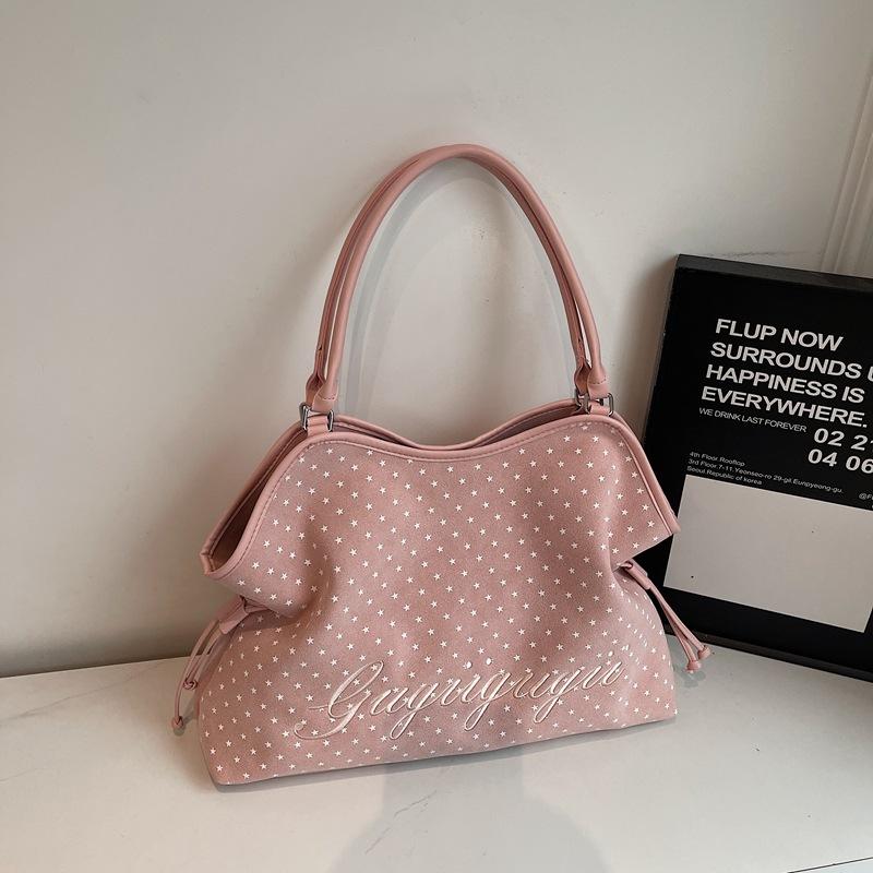 Women's Shoulder Bag Fashion Sweet Polka Dot Handbag Korean Casual Versatile Leopard Print Brown Frosted Tote Bags