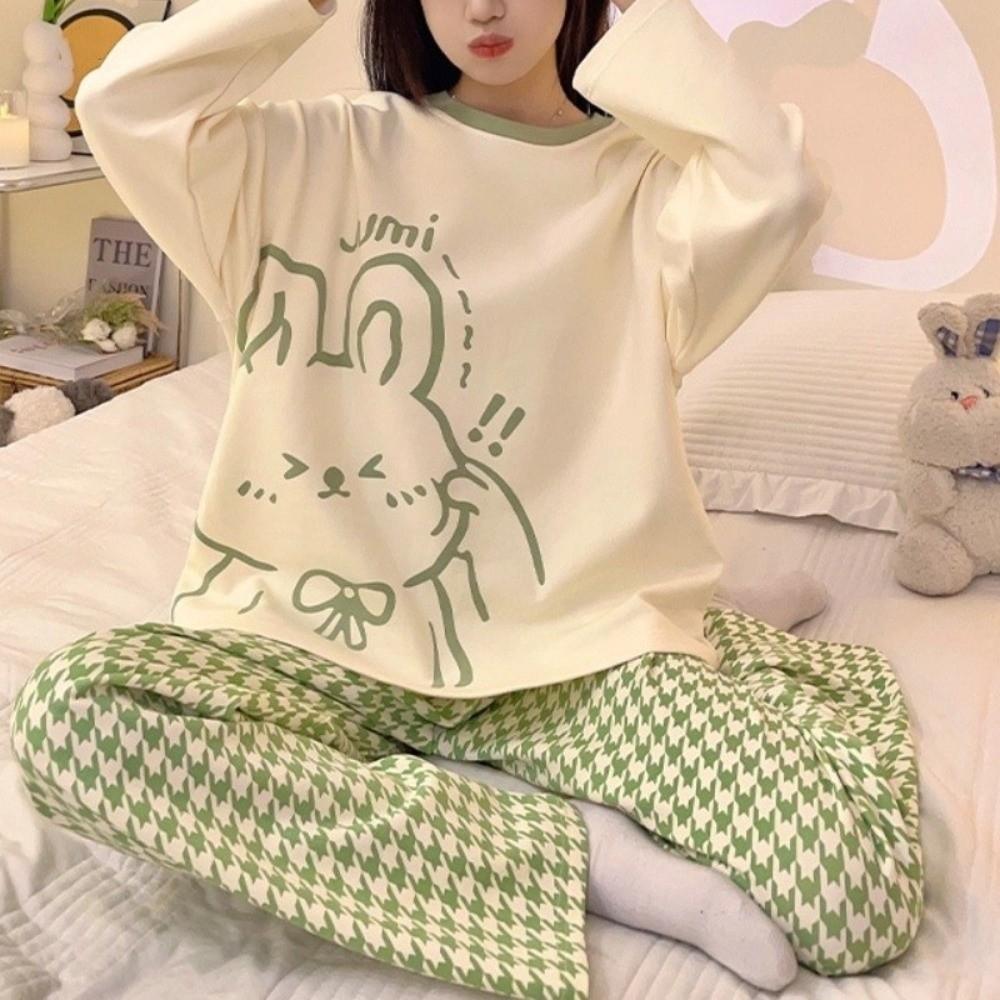 Long-Sleeved Maternity Pajamas Large Size Pajama Suit Sweet Homewear Suit Maternity Use