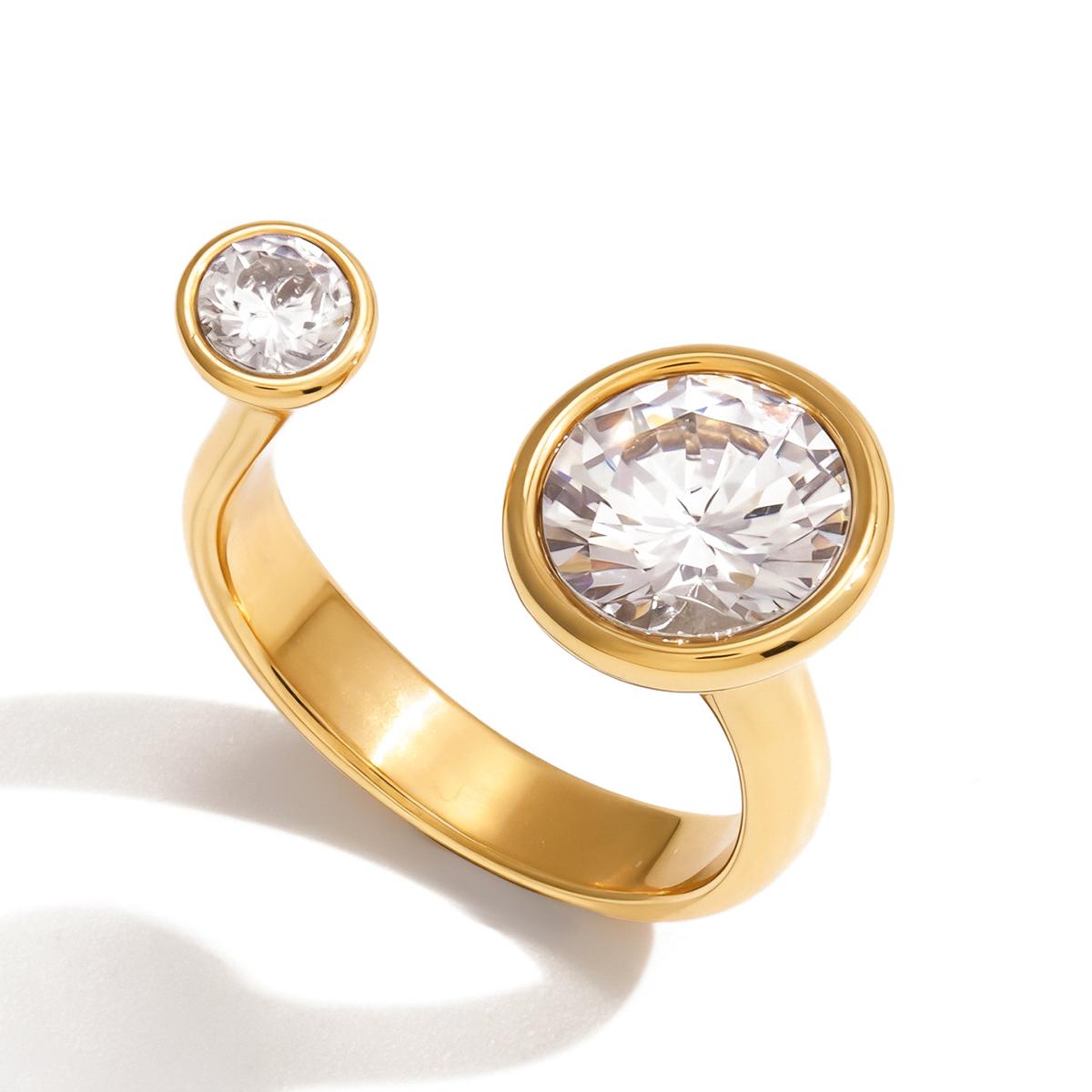 

Yori White Cubic Zirconia Linear Open Ring 18k Golden Pvd Plated Stainless Steel Rust Resistant Fashion Jewelry 2025