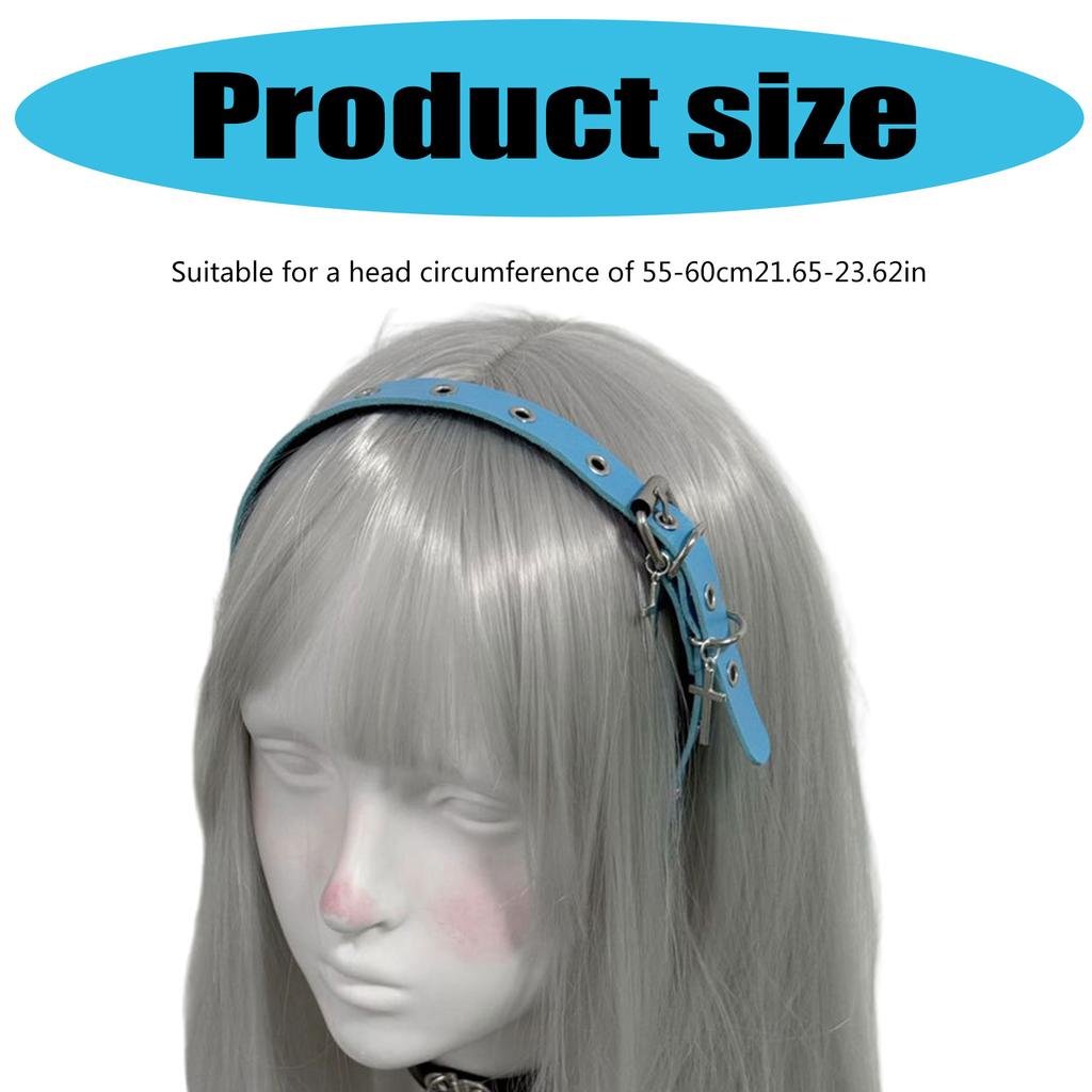 Punk Gothic Cross Design Leather Headband For Women Daily Use Cosplay Y2K Fashion