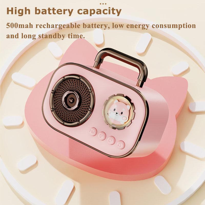 Mini Portable Bluetooth Speaker Hifi Retro Bluetooth5.3 Sound Box Subwoofer with FM Radio Ambient Light Support TF Card USB AUX