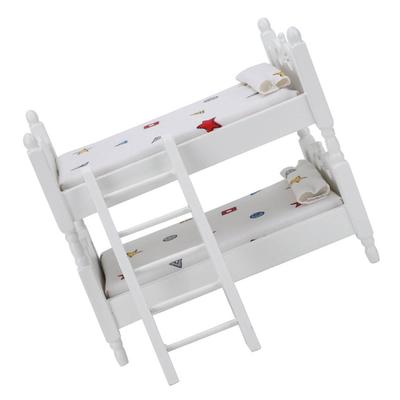 1:12     Bed  Ature Simulated Wooden Bunk Bed Furniture Model Toy Accessory