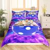 Cute Cat King Queen Duvet Cover Kitten Bedding Set Purple Floral Butterflies Polyester Quilt Cover Pet Animal Comforter Cover