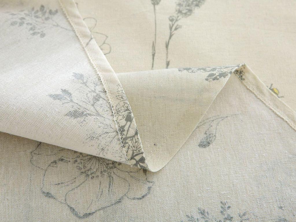 Yimanqiyun Round Cotton Linen Tablecloth with Floral Sketch Print