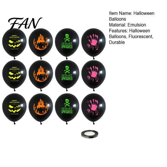 Glowing Holiday Ornaments 12PCS Halloween Fluorescent Balloons, Durable Latex Party Decorations, Glow In The Indoor Outdoor Decor Dark Festive