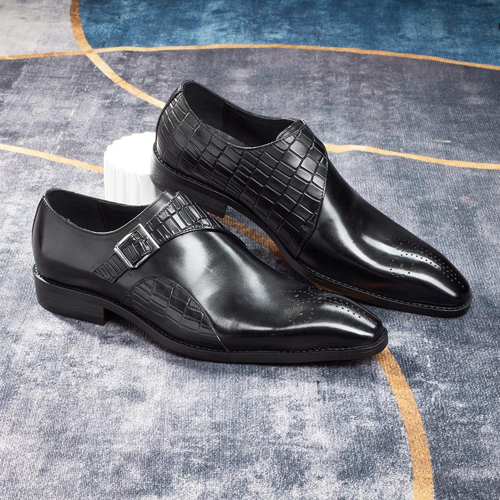 Men'S Shoes Summer New Leather Shoes Fashion British Style Casual Trend Four Seasons Business Dress Monk Shoes