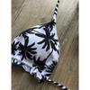 Sexy Black and White Coconut Tree Printed Bikini Sets Women Swimsuit Triangle Halter Swimwear Bathing Suit Brazilian