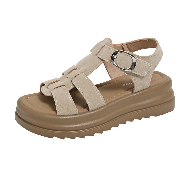 Sandals women's summer 2025 new women's shoes trendy with niche casual comfortable platform beach Roman shoes women