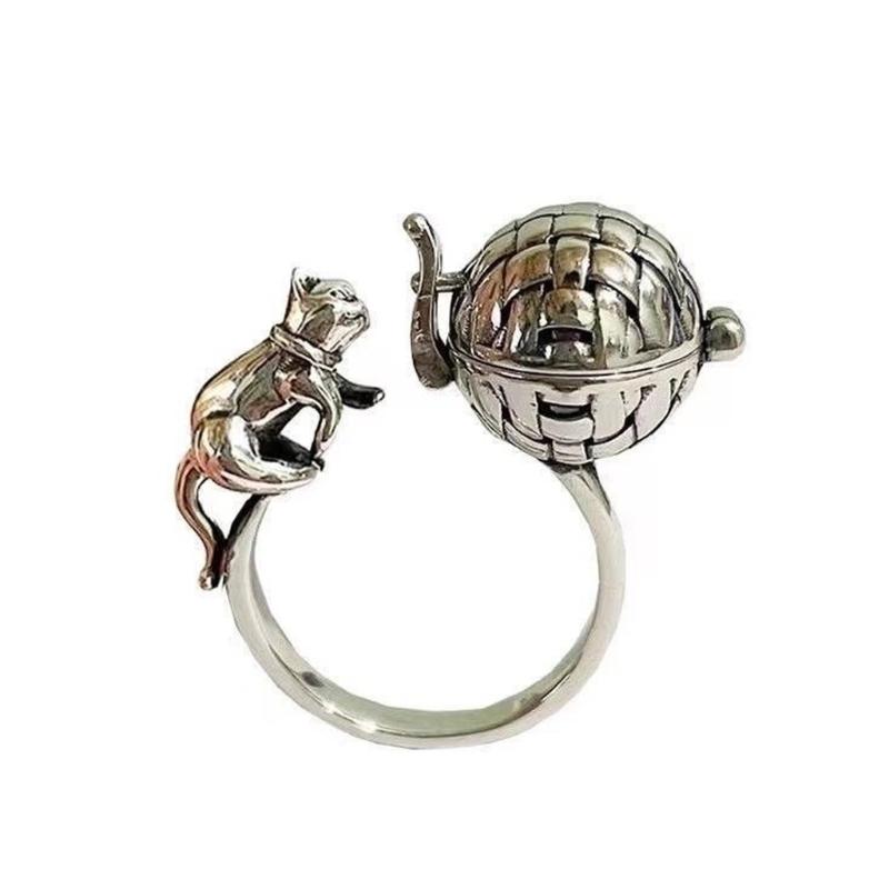 

Practical Cats Shape Geometric Finger Rings Adjustable Open Rings Alloy Texture Suitable for Wedding Parties Wear
