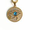 Hip Hop Altes Ägypten Runde Schmuckstücke Collares Goldfarbe Edelstahlkette Ägyptisches Auge des Horus Halsketten & Anhänger