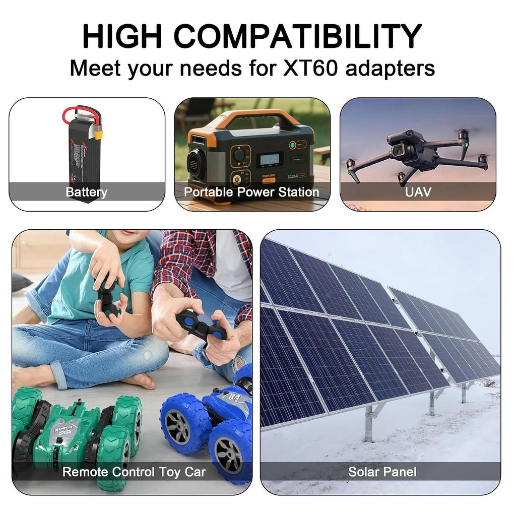 XT60 Male Female to 2PIN Screw Terminal Solderless Adapter Connector For Solar Panel FPV Drone Model Aircraft Balance Charger