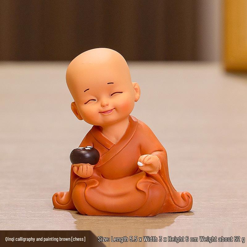 Handmade Cute Little Monk Resin Ornaments for Desktop Decoration