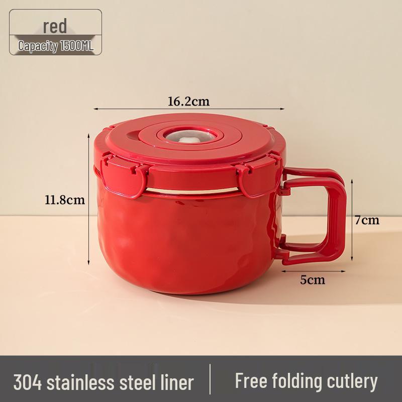 304 Stainless Steel Instant Noodle Bowl Set with Lid - Perfect for Dorms
