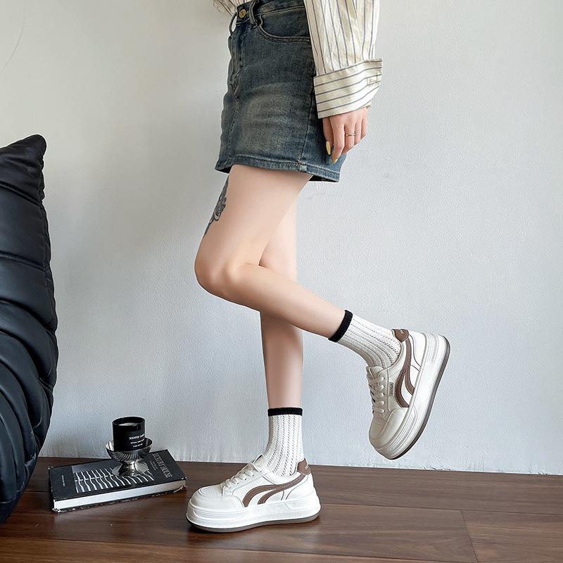 Little White Shoes Women's Platform Autumn New Heightening Casual Shoes Lace-up Single Shoes Board Shoes Running Shoes Sports Shoes