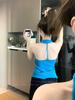 Sexy beautiful back blue v-neck neck vest women's summer slim fit inside Spice girl style outside short knitted top