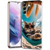 Transparent Phone Case Cover for Samsung Galaxy S25 S24 S23 S22 S20 S21 FE Ultra S24 S23 S10 S10E Plus Funny Sunset Cat Pattern