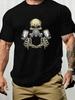 Unisexs Summer 100 Pure Cotton Fashionable Casual Cool Punk Skull Print Loose Sports Round Neck Short Sleeved TShirt Top