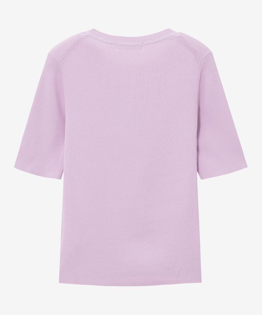 Basic House Women'S Rayon Ribbed Short Sleeve Sweater Lavender Lzkt3204