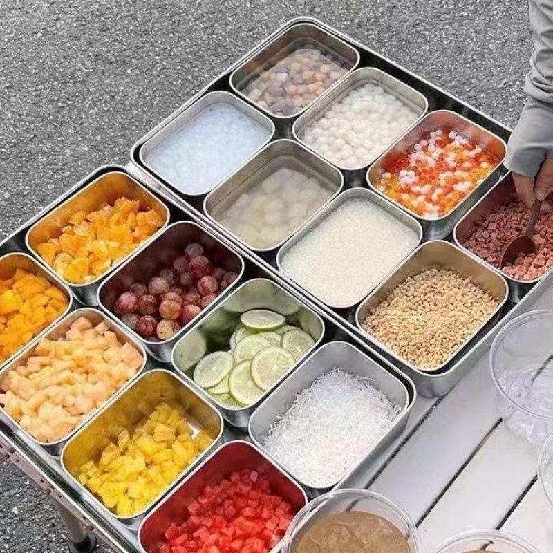 Stainless Steel Multi-Compartment Seasoning and Toppings Box for Commercial Use