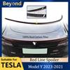 For Tesla Model Y Rear Trunk Spoiler 100% Real Carbon Fiber Red Line For Tesla Model Y 2021-2022 Wings 2023 Auto Accessories