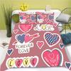 Love Cartoon Duvet Cover 3-Piece Set Bed Room Children Cute Polyester Soft Breathable Comforter Animation Bedding