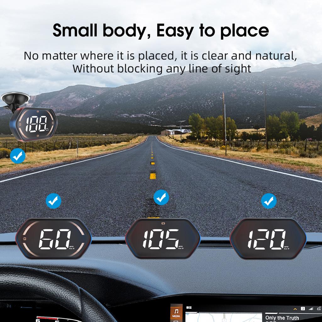 Car Hd-Up Display, GPS meter With MPH/ , Overspeed Alarm, Auto Brightness Adjustment, Plug and Play for All Vehicles