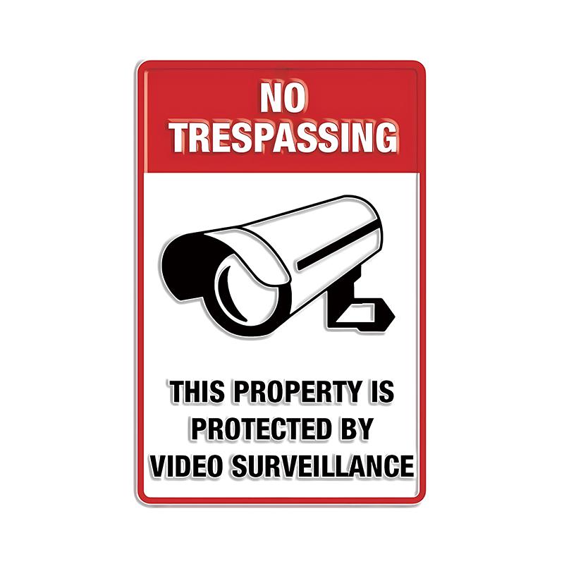 Vintage Tin Sign Retro Warning Metal Sign Video Surveillance Signs No Trespassing Sign Poster For Garage Home Man Cave Wall Deco