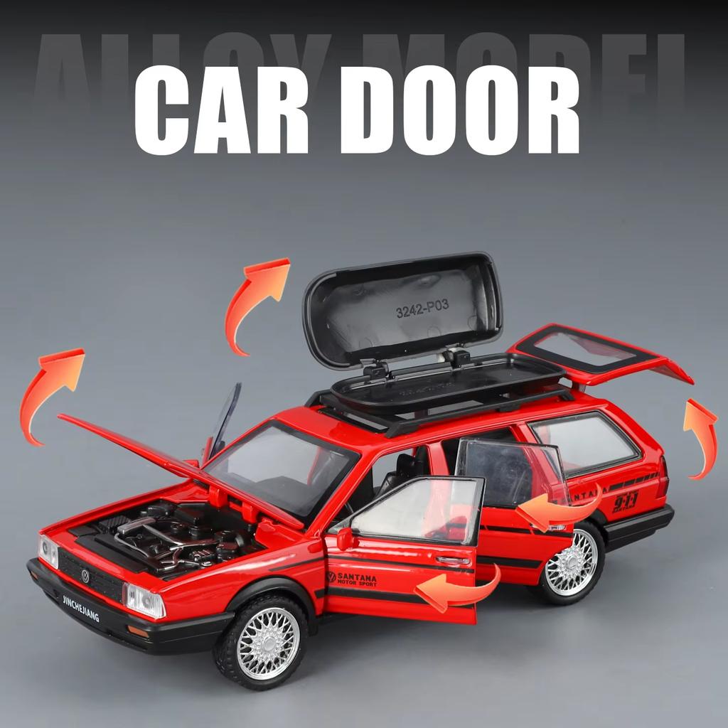1/32 Volkswagen Santana Wagon Alloy Muscle Car Model Sound and Light Pull Back Children's Toy Collectibles Birthday Gift
