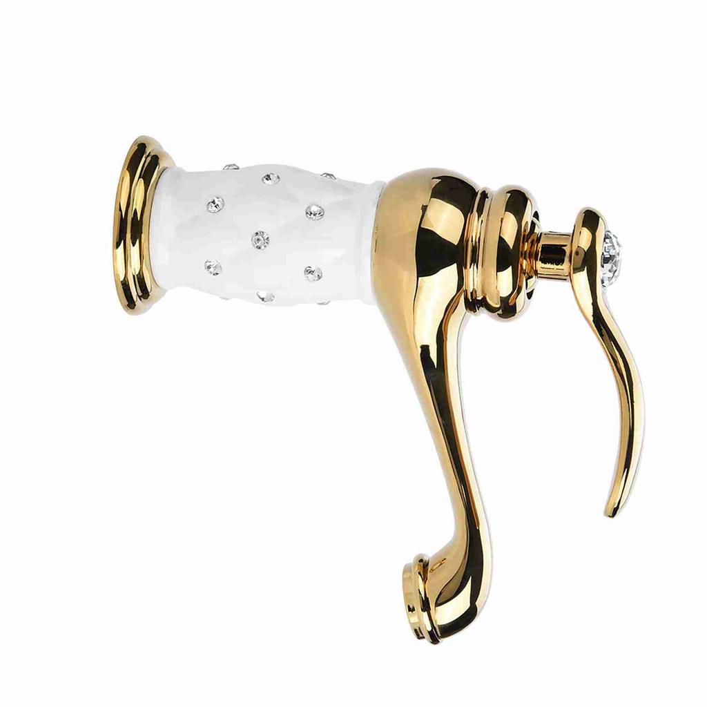 Mischbatterie aus massivem Messing Kalt-/Warmwasserhahn mit Ornamenten für Waschtischbecken (golden)