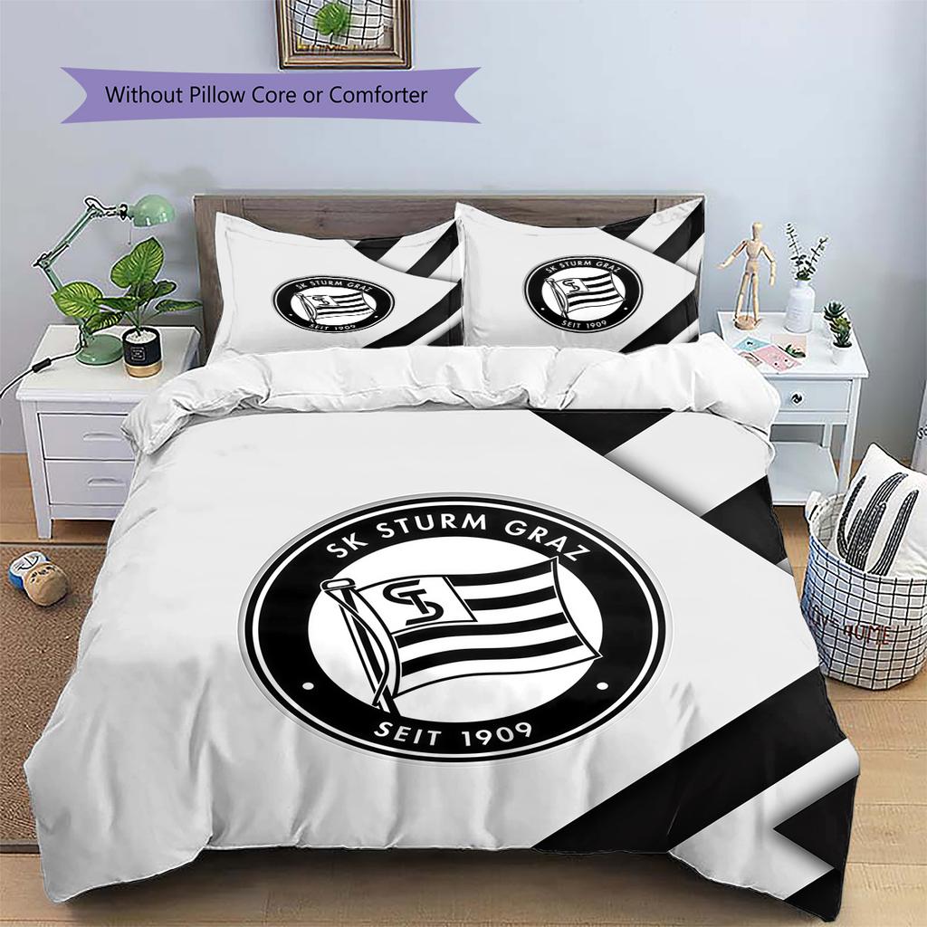 SK Sturm Graz Pattern Bedding Quilt Set Home Decoration Gift (1 * duvet cover + 2 * pillowcase without core).xwn