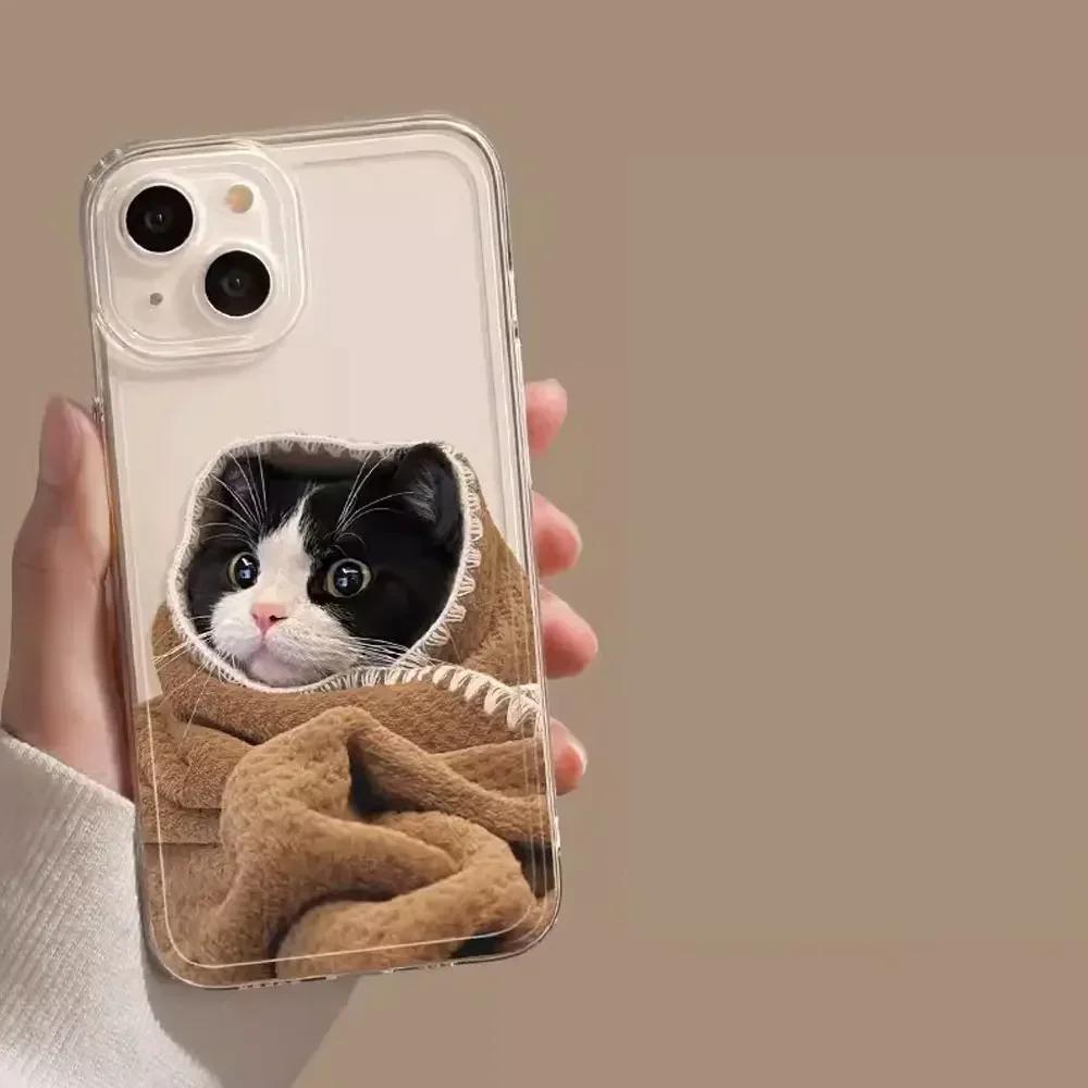 Funny Cat Print Soft Protective Funda Phone Case For iPhone 17 16 15 13 12 11 ProMax Pro Plus Shockproof Carcasa Phone Case