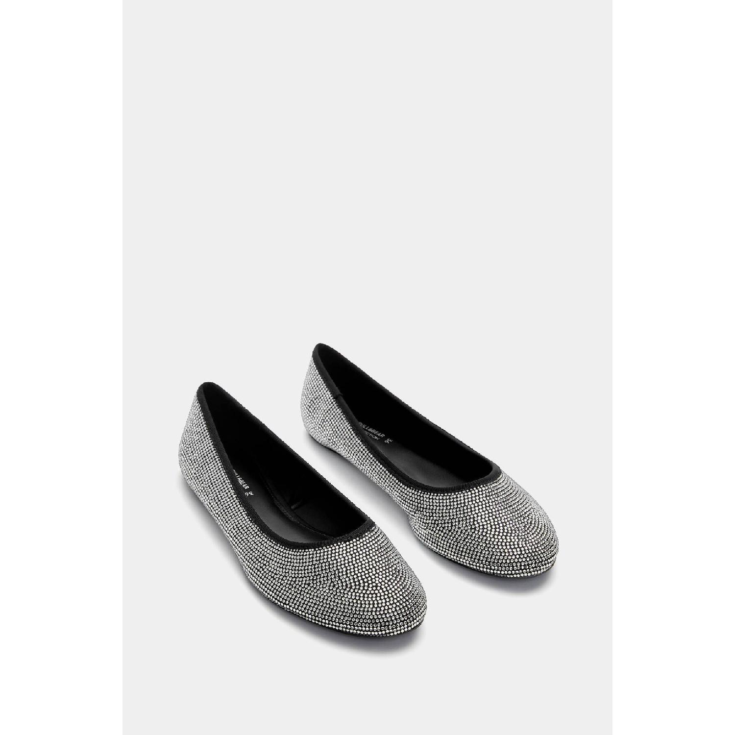 

Shiny Stone Ballet Flats 35