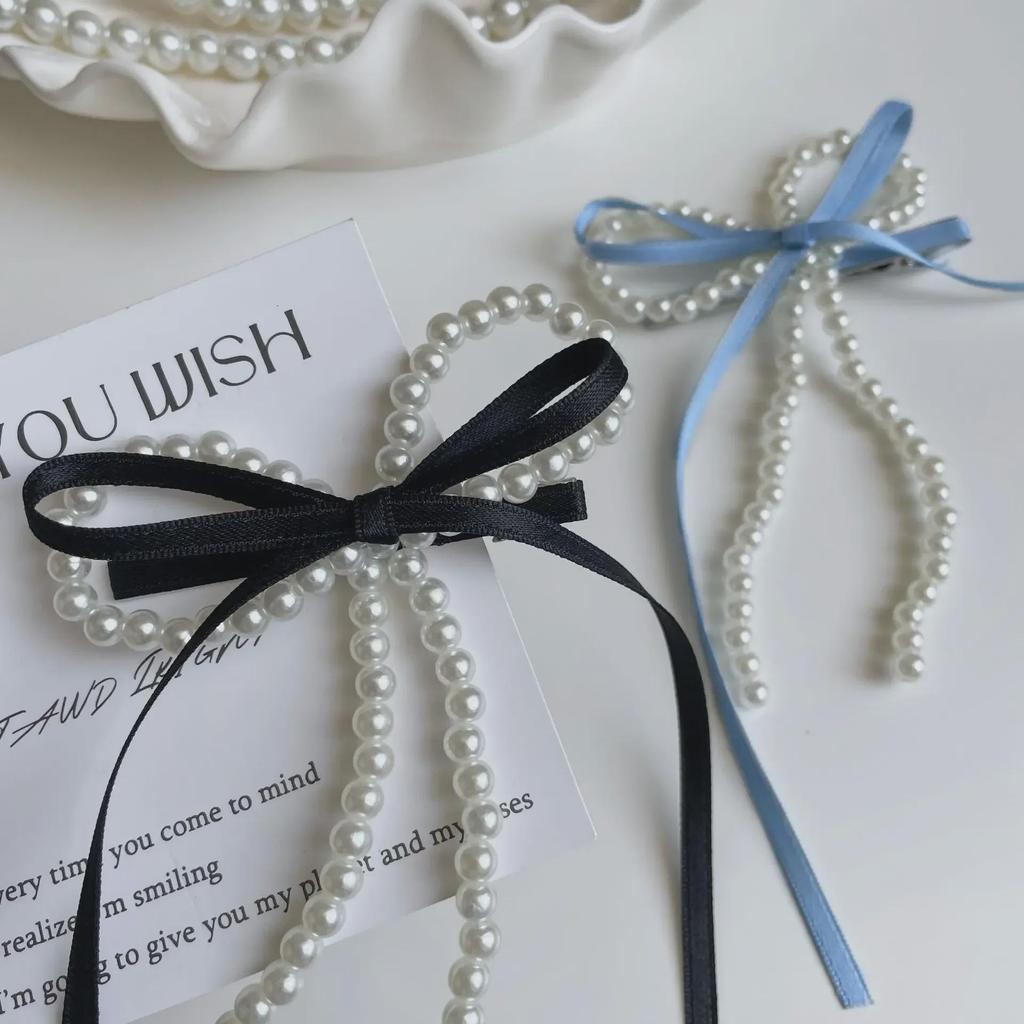 Süße Waldperle Schleife Haarspange - Niedlicher, Mädchenhafter, Eleganter Stil