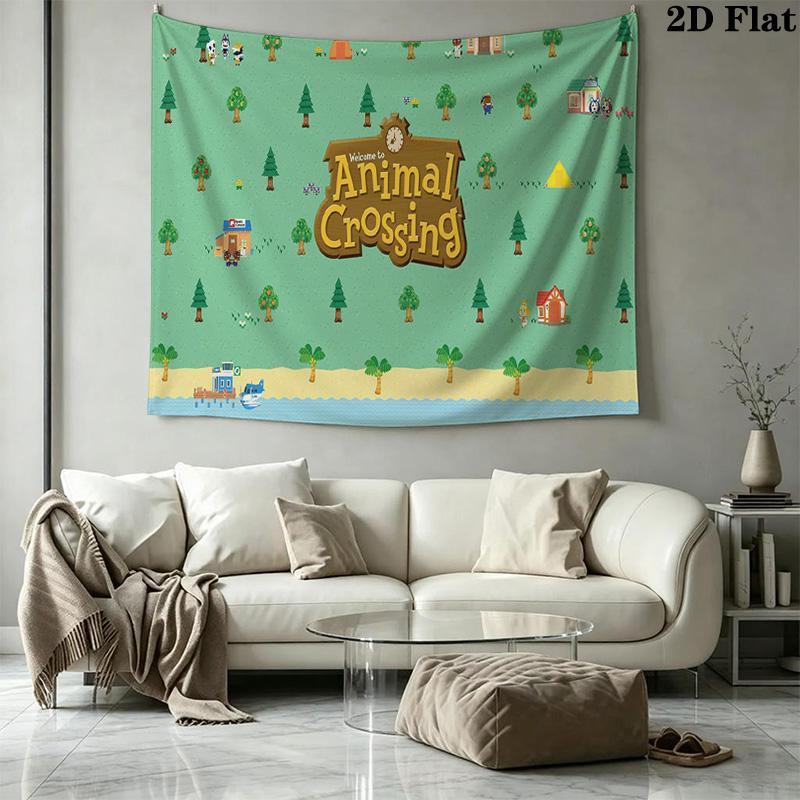 Animal Crossing Anime Wall Tapestry Aesthetic Wall Hanging Printed Fabric Blanket Decorative Tapestries for Bedroom Living Room Home Decor