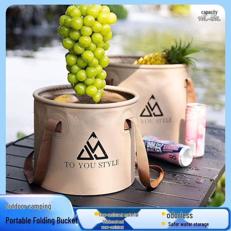 Portable Waterproof Folding Camping & Mountaineering Water Bucket, Large Capacity