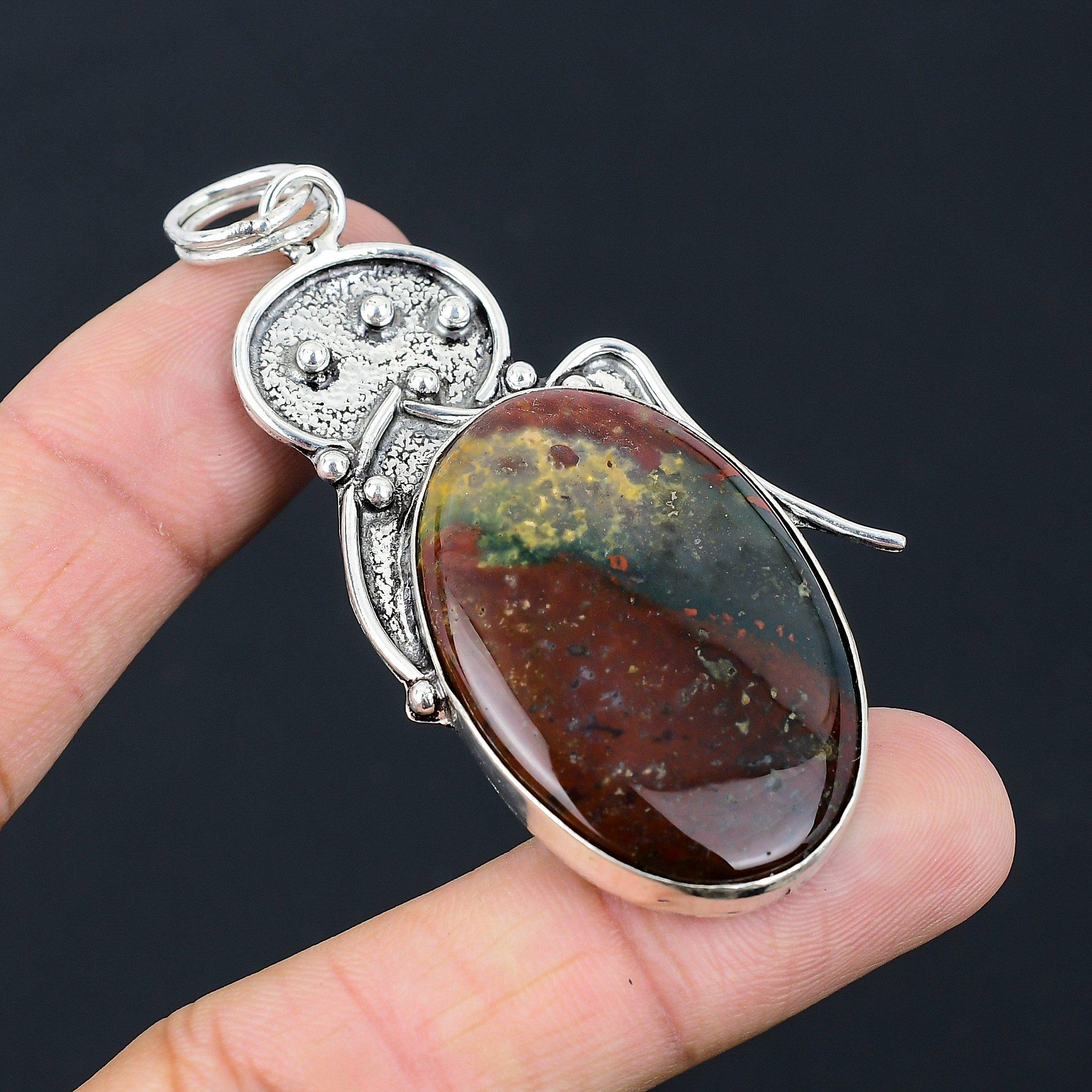 

Daughters Day Deal Bloodstone Gemstone 925 Silver Trendy Wedding Pendant Jewelry