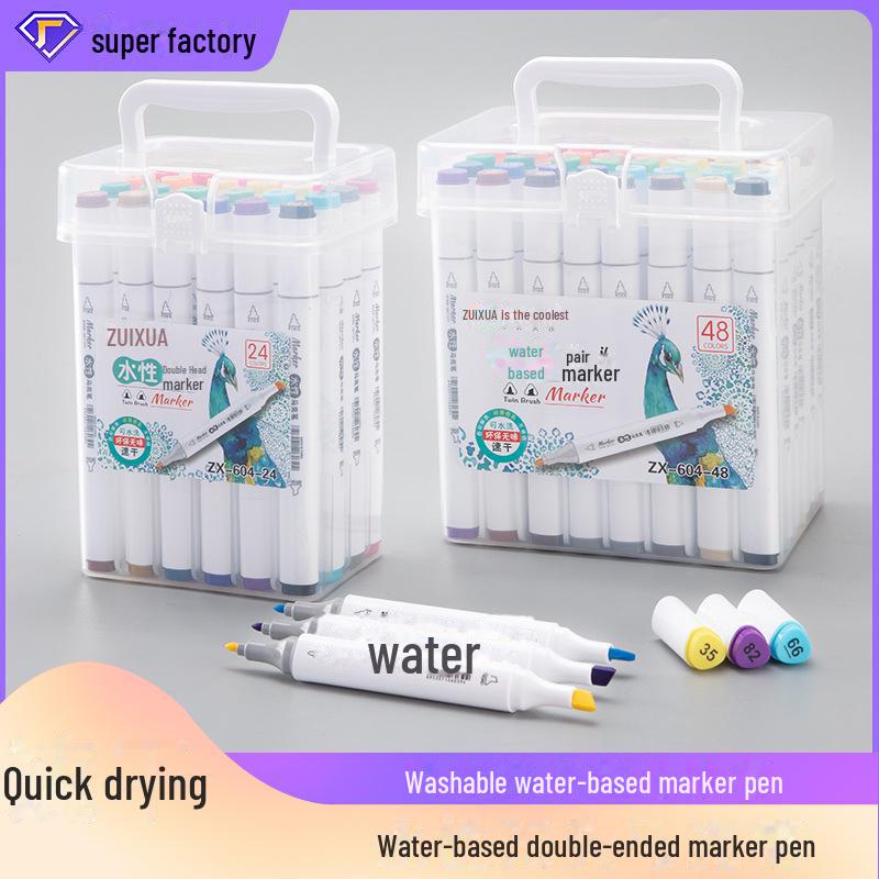 

Набір з 48 кольорових змивних двоголових маркерів для дитячого малювання та графіті