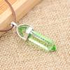 Natural Stone Pendant Necklace Women PU Leather Hexagonal Column Pointed Reiki Chakra Lapis Chunky Jewelry